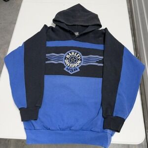Vintage 80s Harley Davidson USA Colorblock 2 tone Hoodie Size  XL